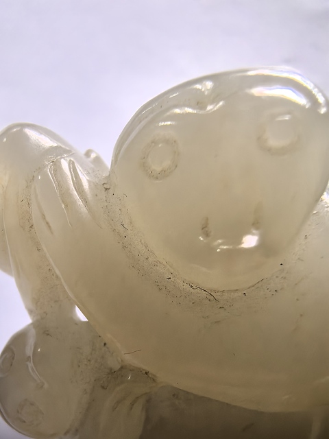 古玩玉器和田玉雕“靈猴獻壽”把件真品鑒賞圖