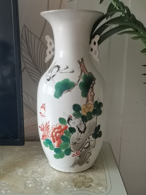 古玩陶瓷民國磁州窯松鶴紋瓶真品鑒賞圖