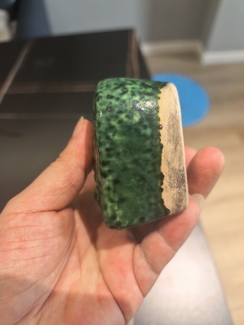 古玩陶瓷綠釉蝠型筆插水滴拍賣,當前價格18元