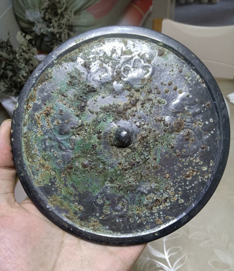 古玩銅器唐代花卉鏡真品鑒賞圖
