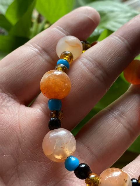 古玩玉器清代天然瑪瑙珠串拍賣,當前價格1500元