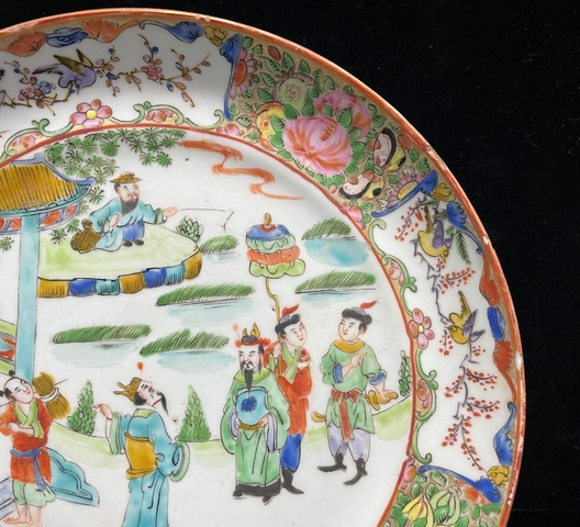 古玩陶瓷人物紋廣彩盤真品鑒賞圖