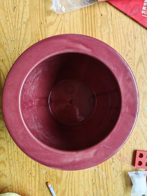 古玩陶瓷胭脂紅釉花盆真品鑒賞圖