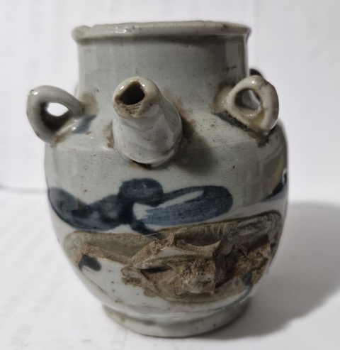 古玩陶瓷青花四系壺真品鑒賞圖