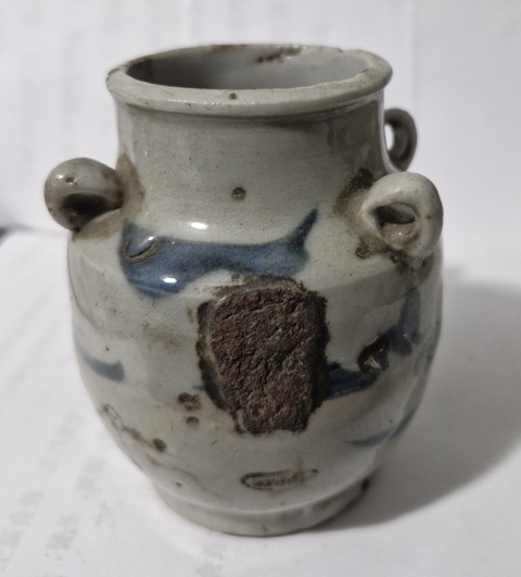 古玩陶瓷青花四系壺真品鑒賞圖