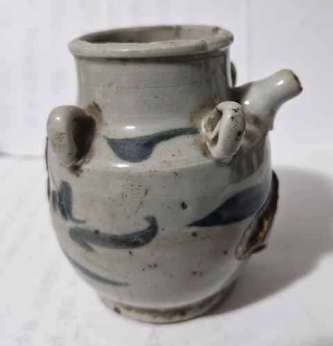 古玩陶瓷青花四系壺真品鑒賞圖