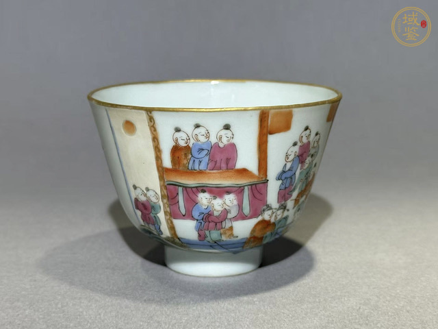 古玩陶瓷粉彩百子鬧春茶圓拍賣,當前價格12000元