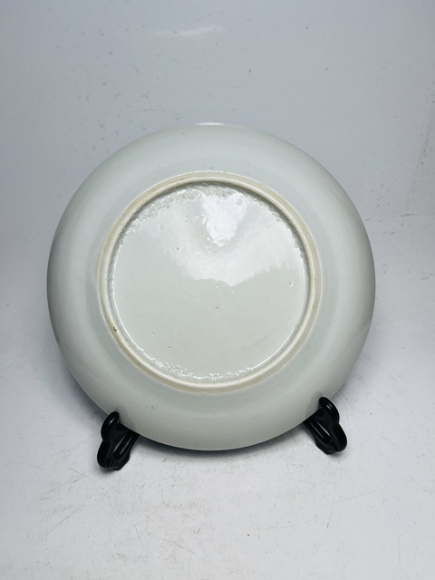 古玩陶瓷樓臺亭閣山水紋青花盤真品鑒賞圖