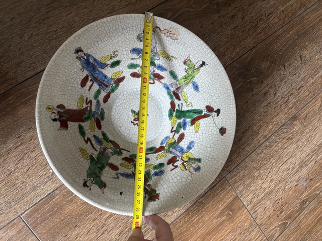 古玩陶瓷哥釉粉彩八仙人物斗笠碗真品鑒賞圖