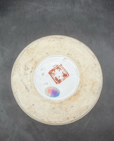 古玩陶瓷民國淺絳彩花鳥紋帽筒真品鑒賞圖
