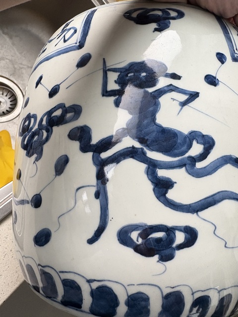 古玩陶瓷民國(guó)青花卷缸真品鑒賞圖