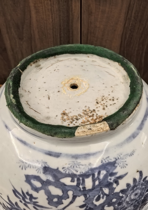 古玩陶瓷明崇禎青花花鳥洞石圖花盆⊙30厘米拍賣,當前價格168888元