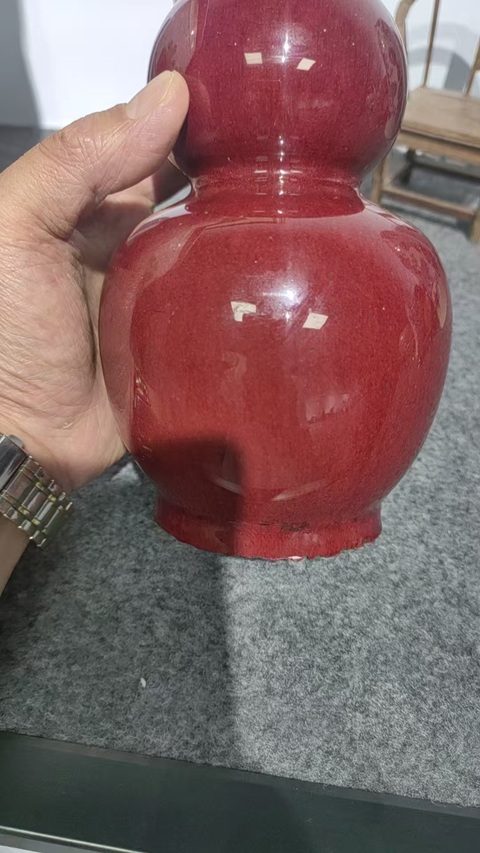 古玩陶瓷窯變紅釉葫蘆瓶真品鑒賞圖