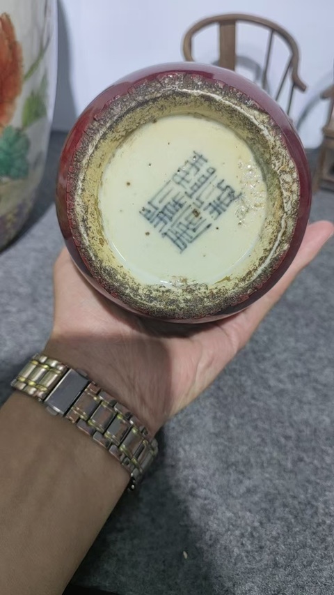 古玩陶瓷窯變紅釉葫蘆瓶真品鑒賞圖