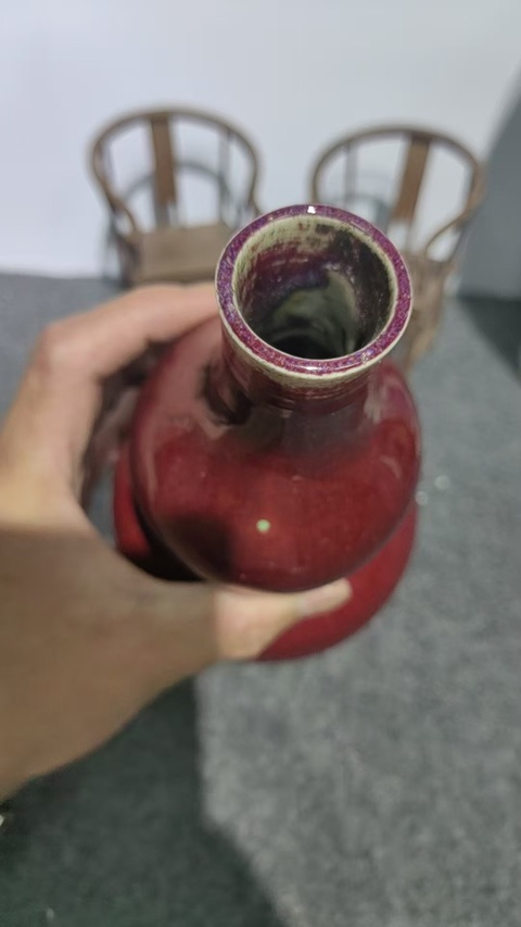 古玩陶瓷窯變紅釉葫蘆瓶真品鑒賞圖