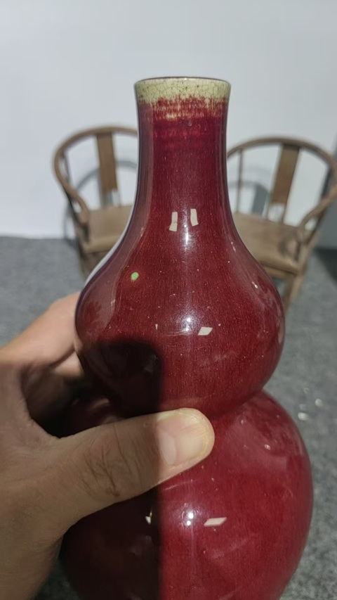古玩陶瓷窯變紅釉葫蘆瓶真品鑒賞圖