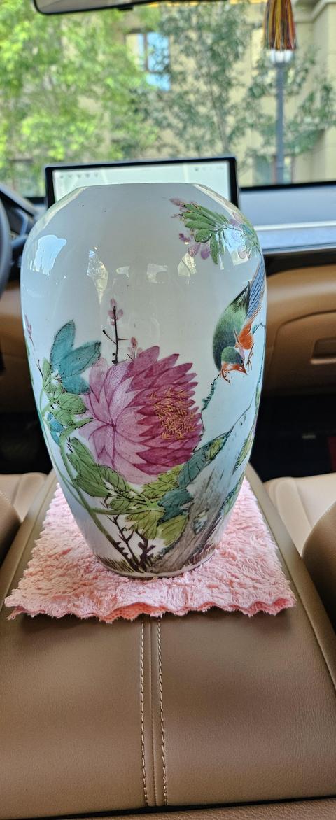 古玩陶瓷淺絳花鳥紋東瓜罐真品鑒賞圖