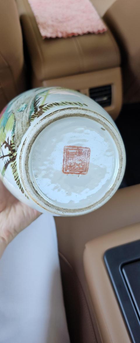 古玩陶瓷淺絳花鳥紋東瓜罐真品鑒賞圖