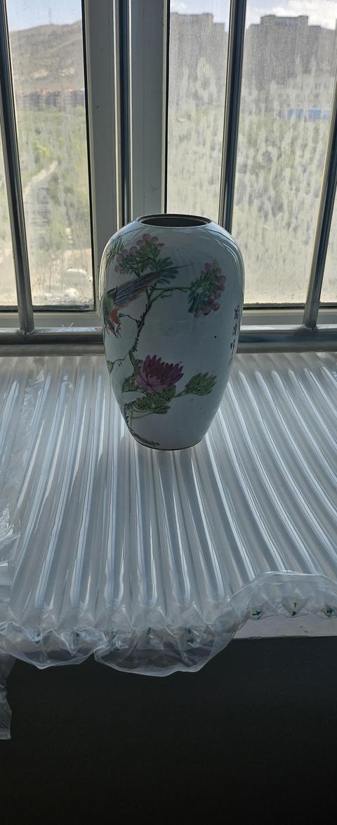古玩陶瓷淺絳花鳥紋東瓜罐真品鑒賞圖