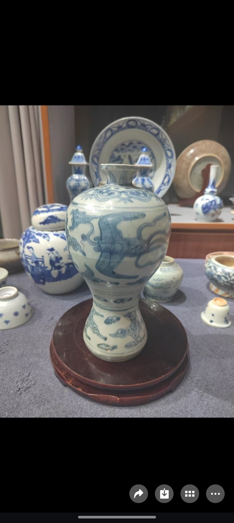 古玩陶瓷鳳紋青花梅瓶真品鑒賞圖