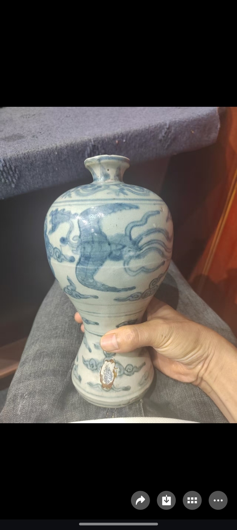 古玩陶瓷鳳紋青花梅瓶真品鑒賞圖