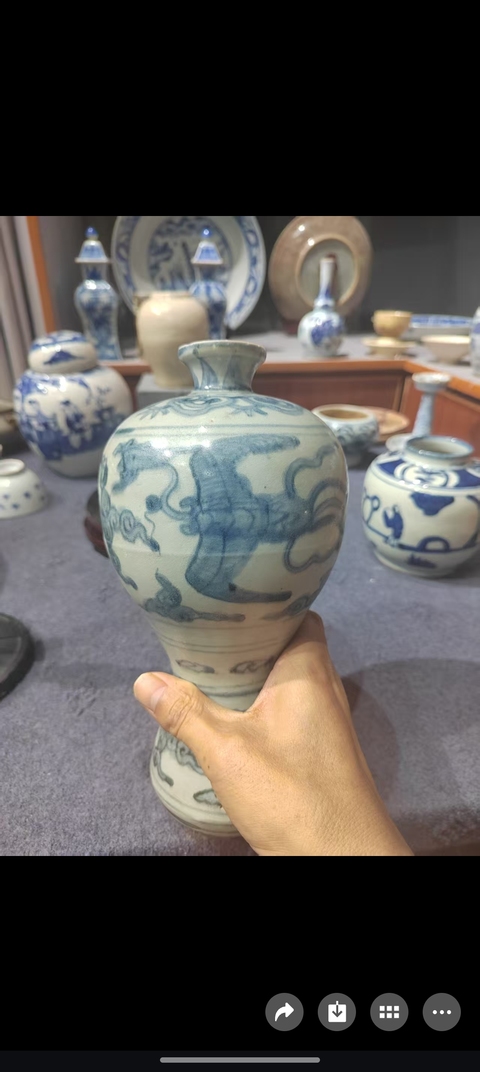 古玩陶瓷鳳紋青花梅瓶真品鑒賞圖