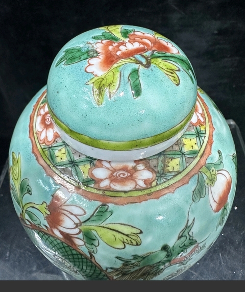古玩陶瓷花間龍紋五彩罐真品鑒賞圖