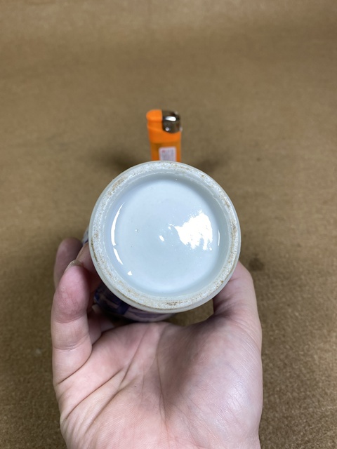 古玩陶瓷晚清冰梅開窗亭臺樓閣圖瓶真品鑒賞圖