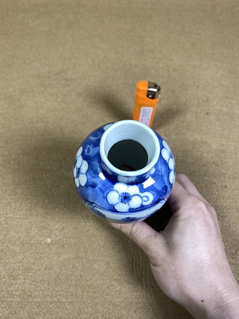 古玩陶瓷晚清冰梅開窗亭臺樓閣圖瓶真品鑒賞圖