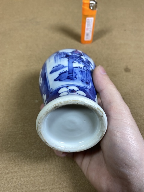 古玩陶瓷晚清冰梅開窗亭臺樓閣圖瓶真品鑒賞圖