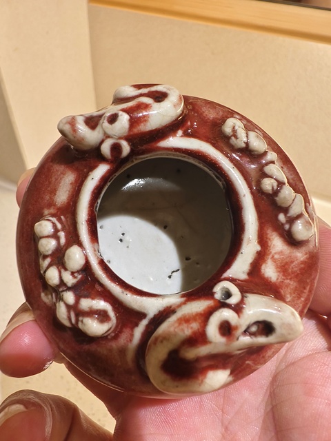古玩陶瓷紅釉水盂真品鑒賞圖