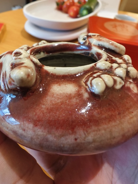 古玩陶瓷紅釉水盂真品鑒賞圖