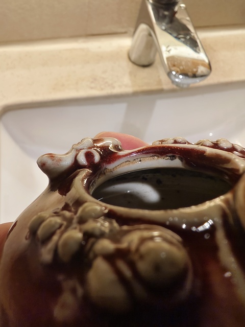 古玩陶瓷紅釉水盂真品鑒賞圖