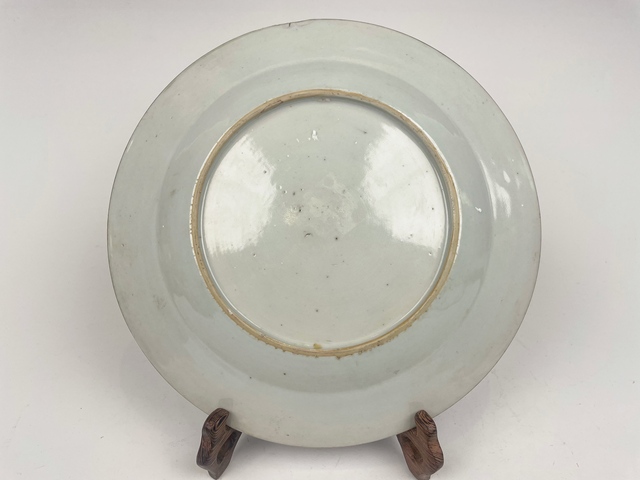 古玩陶瓷清康熙·青花加彩山水人物盤拍賣，當前價格180元