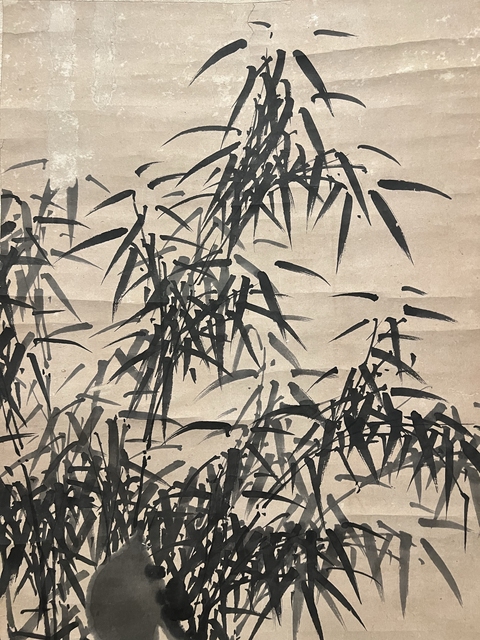古玩字畫張秋谷水墨竹石圖立軸真品鑒賞圖