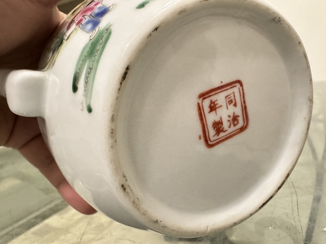 古玩陶瓷粉彩人物故事紋參壺真品鑒賞圖