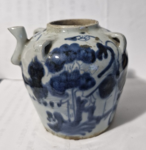 古玩陶瓷青花四系壺真品鑒賞圖