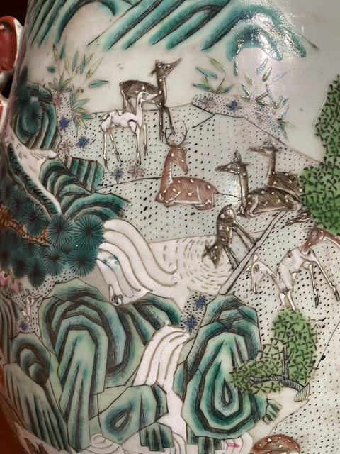 古玩陶瓷粉彩百鹿尊真品鑒賞圖