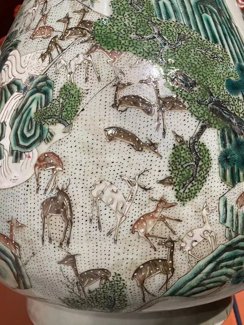 古玩陶瓷粉彩百鹿尊真品鑒賞圖