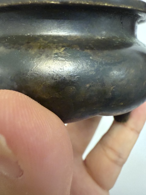古玩銅器清中期繩耳爐真品鑒賞圖
