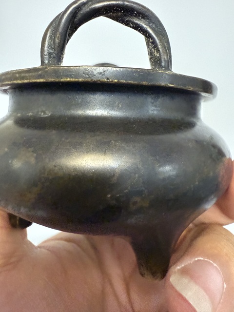古玩銅器清中期繩耳爐真品鑒賞圖