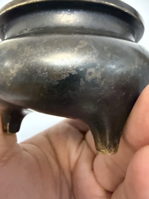 古玩銅器清中期繩耳爐真品鑒賞圖