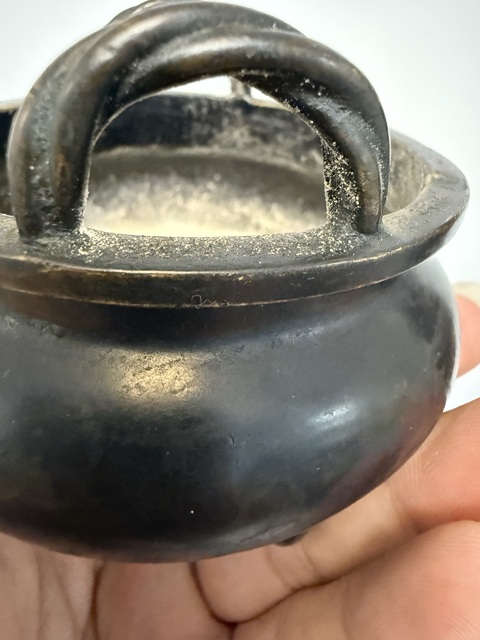 古玩銅器清中期繩耳爐真品鑒賞圖