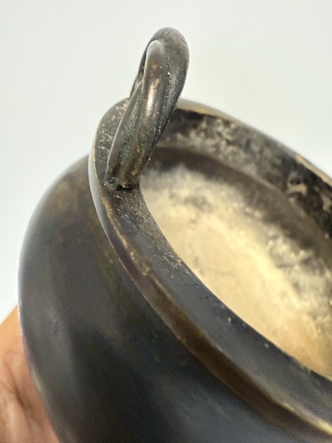 古玩銅器清中期繩耳爐真品鑒賞圖