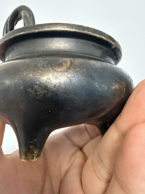 古玩銅器清中期繩耳爐真品鑒賞圖