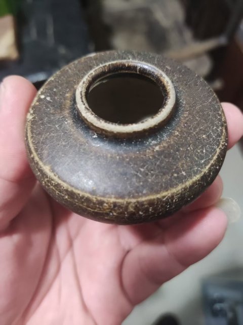古玩陶瓷吉州窯黑釉水盂真品鑒賞圖