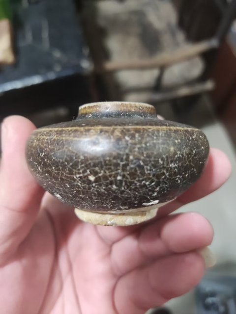 古玩陶瓷吉州窯黑釉水盂真品鑒賞圖