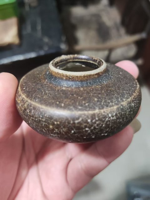 古玩陶瓷吉州窯黑釉水盂真品鑒賞圖