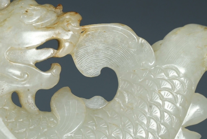 古玩玉器和田玉雕“魚化龍”擺件真品鑒賞圖