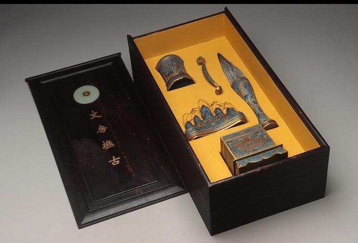 古玩銅器琺瑯文房真品鑒賞圖